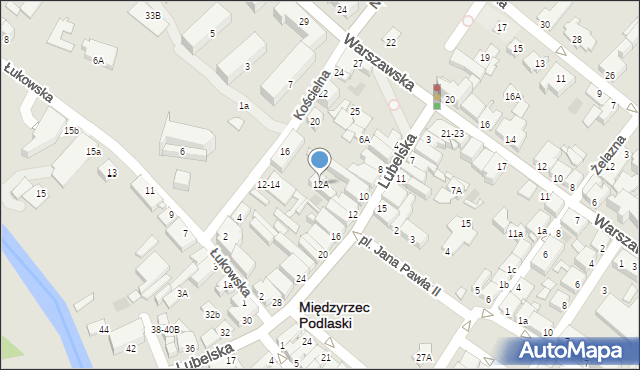 Międzyrzec Podlaski, Lubelska, 12A, mapa Międzyrzec Podlaski