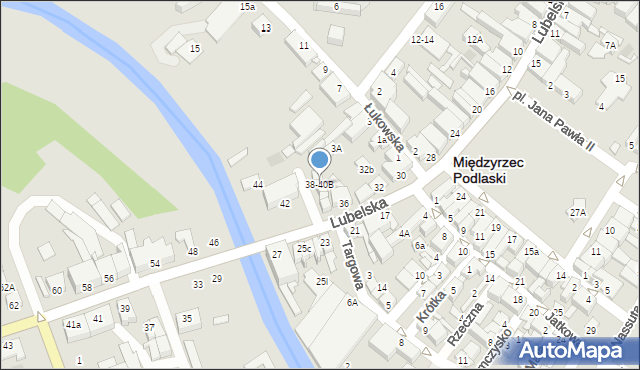 Międzyrzec Podlaski, Lubelska, 38-40B, mapa Międzyrzec Podlaski