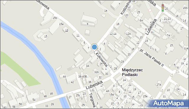 Międzyrzec Podlaski, Łukowska, 5, mapa Międzyrzec Podlaski