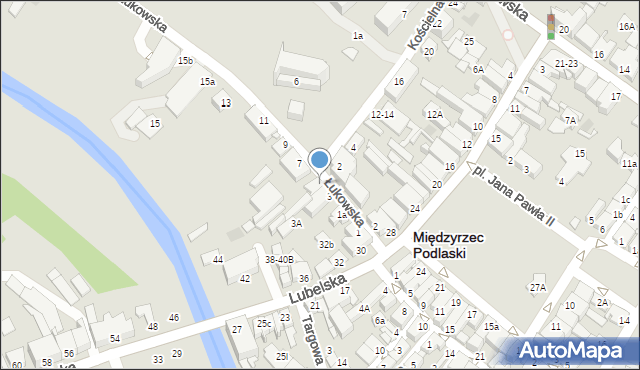 Międzyrzec Podlaski, Łukowska, 5, mapa Międzyrzec Podlaski