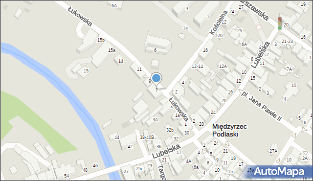 Międzyrzec Podlaski, Łukowska, 7, mapa Międzyrzec Podlaski