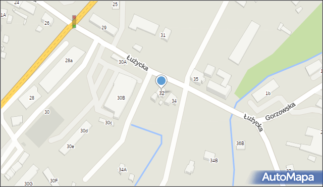 Myślibórz, Łużycka, 32, mapa Myślibórz