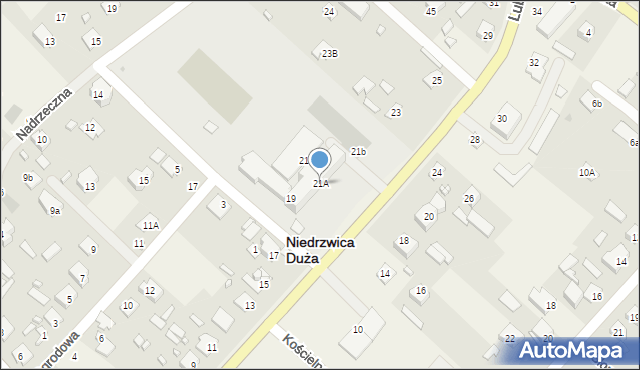 Niedrzwica Duża, Lubelska, 21A, mapa Niedrzwica Duża