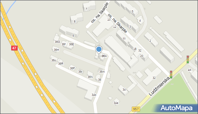 Nowy Targ, Ludźmierska, 36b, mapa Nowego Targu