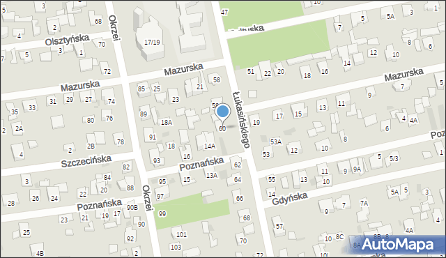 Otwock, Łukasińskiego Waleriana, mjr., 60, mapa Otwock