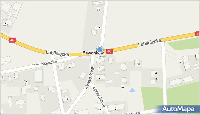 Pawonków, Lubliniecka, 12, mapa Pawonków