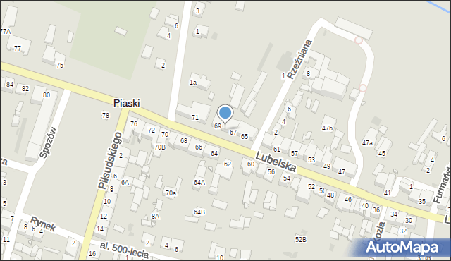 Piaski, Lubelska, 67A, mapa Piaski