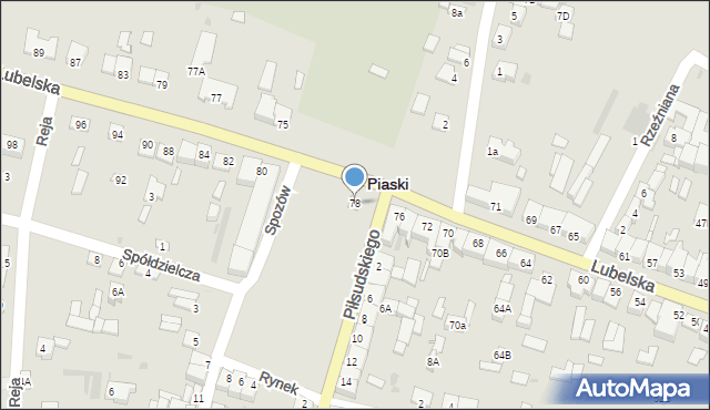 Piaski, Lubelska, 78, mapa Piaski