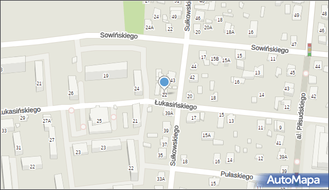 Piastów, Łukasińskiego Waleriana, mjr., 22, mapa Piastów