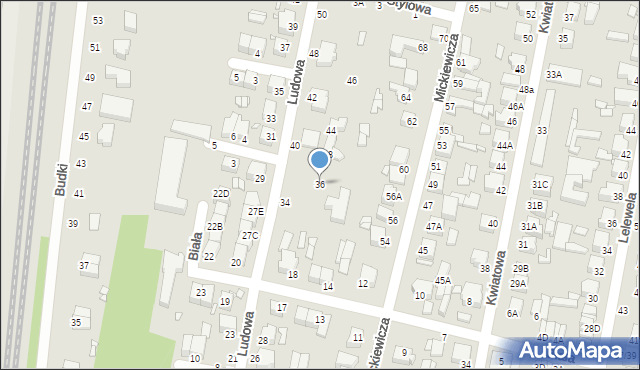 Piotrków Trybunalski, Ludowa, 36, mapa Piotrków Trybunalski