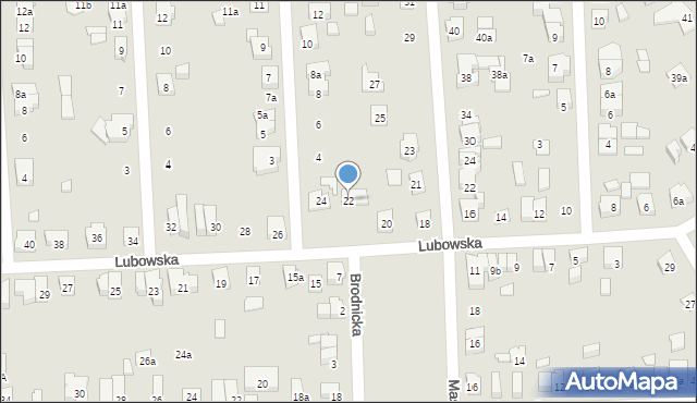 Poznań, Lubowska, 22, mapa Poznania