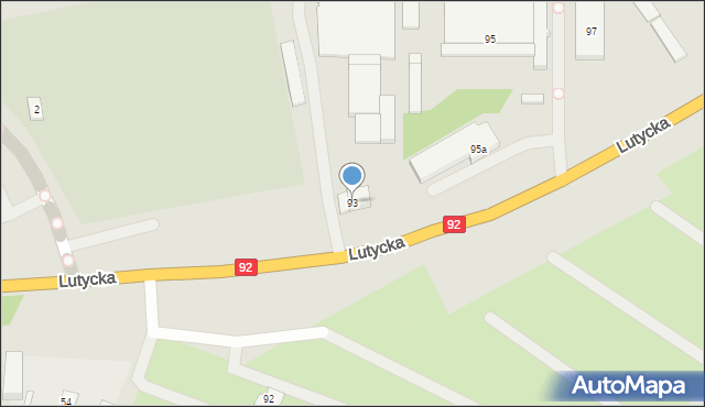 Poznań, Lutycka, 93, mapa Poznania