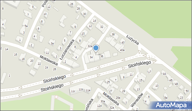 Poznań, Łużycka, 34a, mapa Poznania