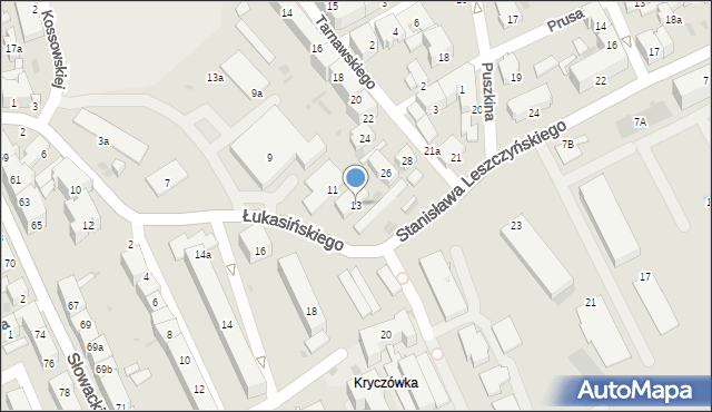 Przemyśl, Łukasińskiego Waleriana, mjr., 13, mapa Przemyśla