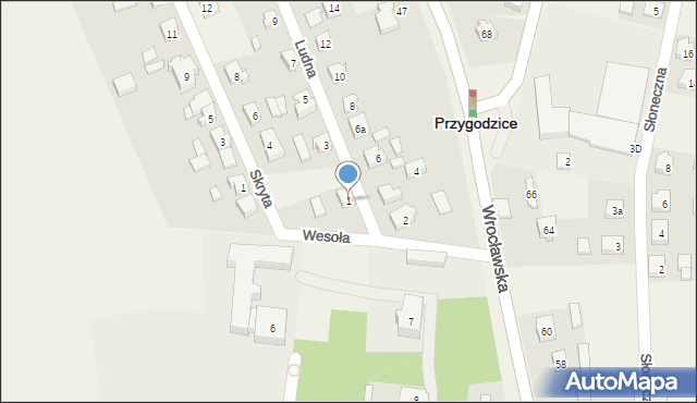 Przygodzice, Ludna, 1, mapa Przygodzice