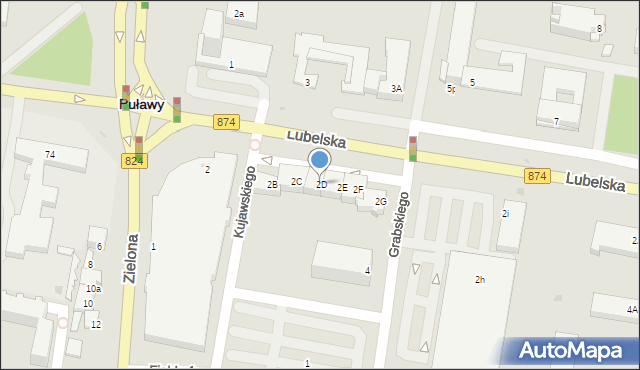 Puławy, Lubelska, 2D, mapa Puław