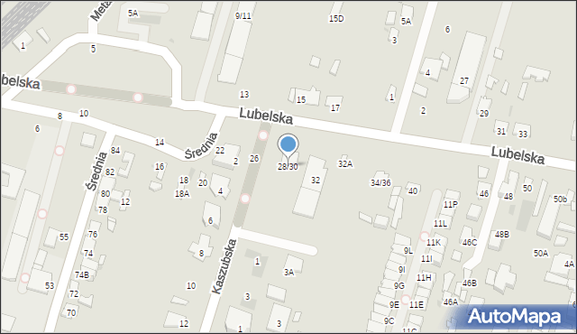 Radom, Lubelska, 28/30, mapa Radomia