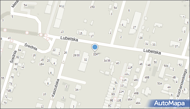 Radom, Lubelska, 32A, mapa Radomia