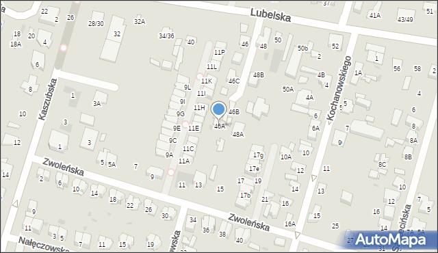 Radom, Lubelska, 46A, mapa Radomia