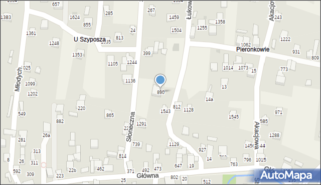 Radziechowy, Łukowa, 890, mapa Radziechowy