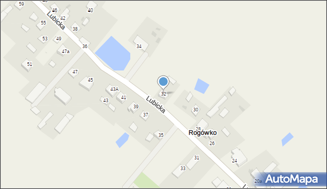 Rogówko, Lubicka, 32, mapa Rogówko