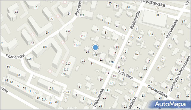 Siedlce, Lubelska, 14, mapa Siedlce