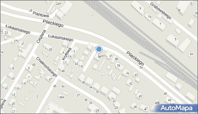 Siedlce, Łukasińskiego Waleriana, mjr., 36, mapa Siedlce