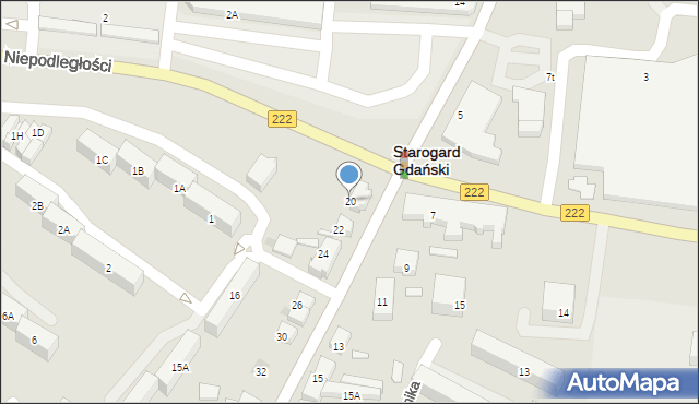 Starogard Gdański, Lubichowska, 20, mapa Starogard Gdański
