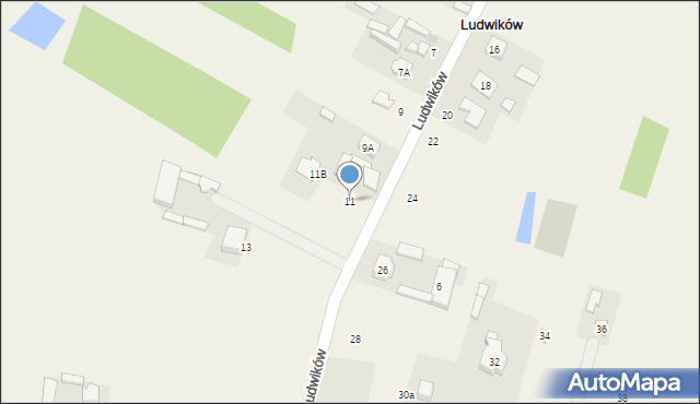 Stróża, Ludwików, 11, mapa Stróża