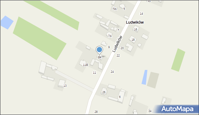 Stróża, Ludwików, 9A, mapa Stróża