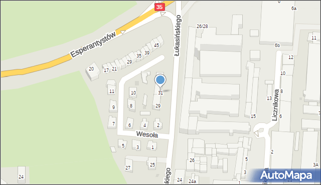 Świdnica, Łukasińskiego Waleriana, mjr., 31, mapa Świdnicy