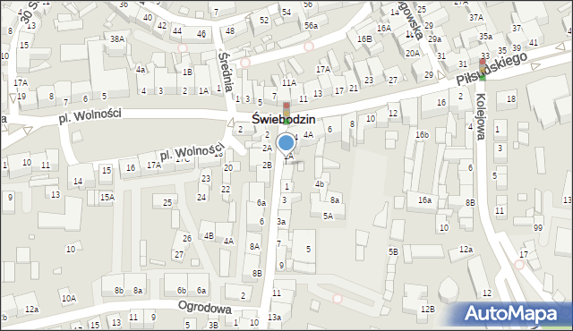 Świebodzin, Łużycka, 1B, mapa Świebodzin