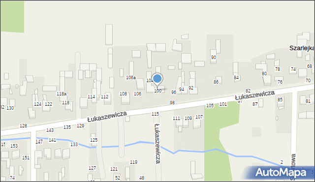 Szarlejka, Łukaszewicza, 100, mapa Szarlejka