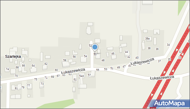 Szarlejka, Łukaszewicza, 50, mapa Szarlejka