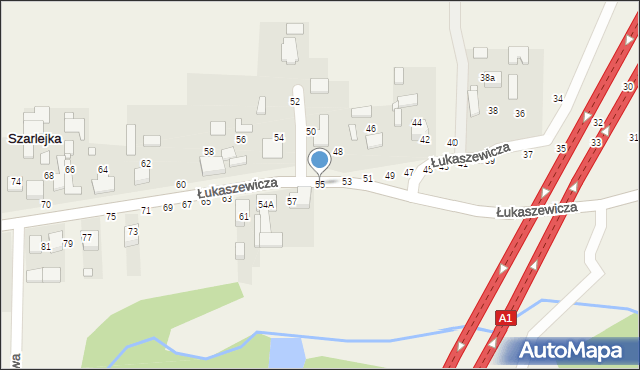 Szarlejka, Łukaszewicza, 55, mapa Szarlejka