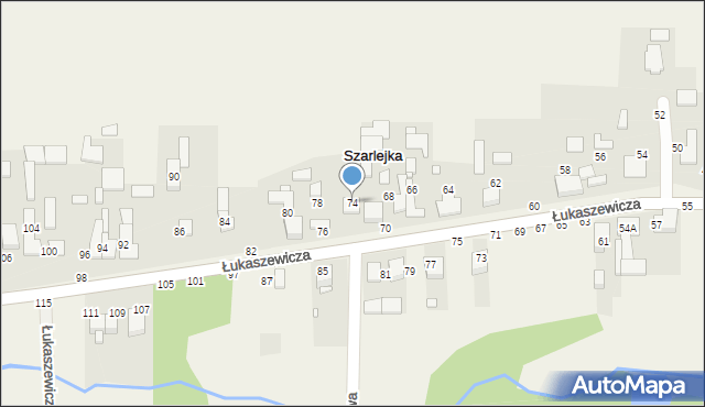 Szarlejka, Łukaszewicza, 74, mapa Szarlejka