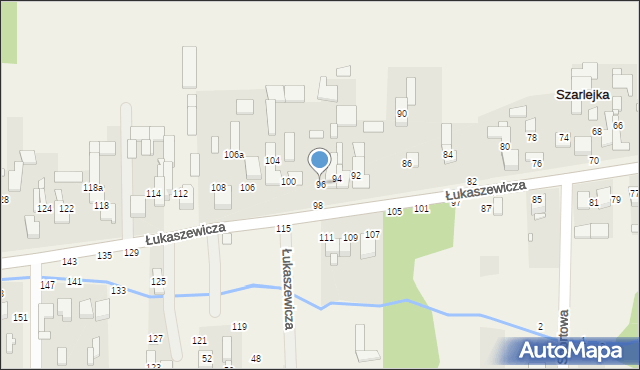 Szarlejka, Łukaszewicza, 96, mapa Szarlejka