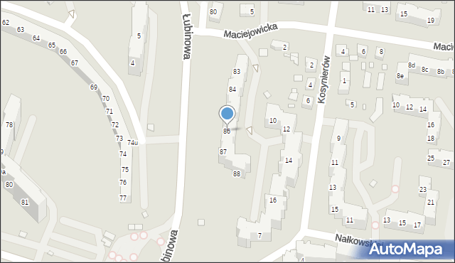 Szczecin, Łubinowa, 86, mapa Szczecina