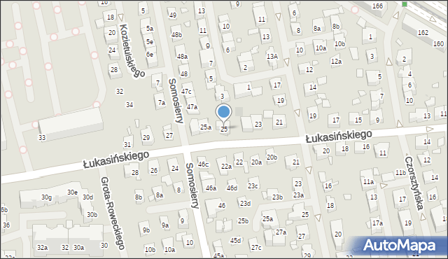 Szczecin, Łukasińskiego Waleriana, mjr., 25, mapa Szczecina