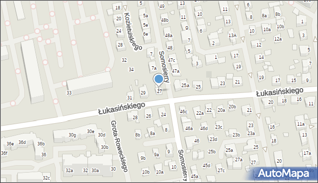 Szczecin, Łukasińskiego Waleriana, mjr., 27, mapa Szczecina