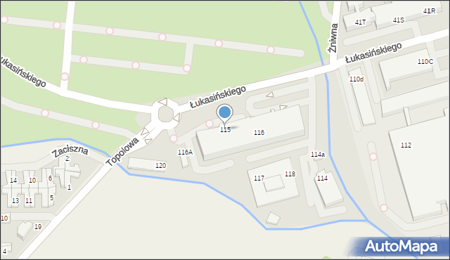Szczecin, Łukasińskiego Waleriana, mjr., 115, mapa Szczecina