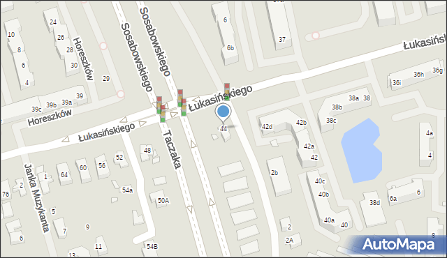 Szczecin, Łukasińskiego Waleriana, mjr., 44, mapa Szczecina