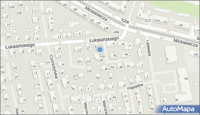 Szczecin, Łukasińskiego Waleriana, mjr., 8a, mapa Szczecina