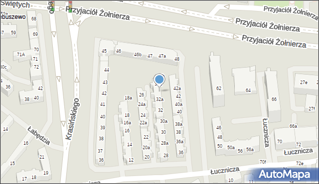 Szczecin, Łucznicza, 34, mapa Szczecina