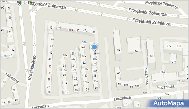 Szczecin, Łucznicza, 42, mapa Szczecina