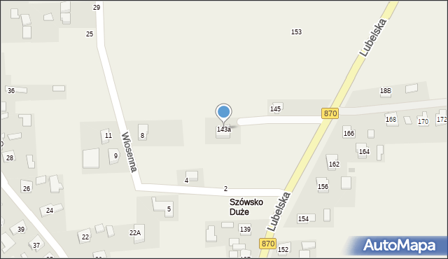 Szówsko, Lubelska, 143a, mapa Szówsko