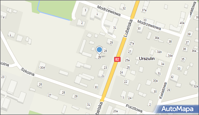 Urszulin, Lubelska, 26, mapa Urszulin