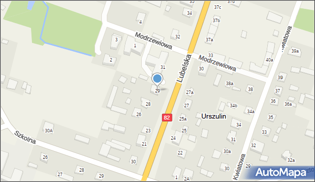 Urszulin, Lubelska, 29, mapa Urszulin