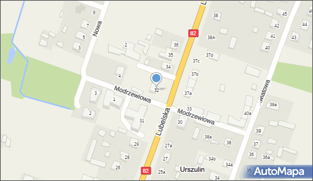 Urszulin, Lubelska, 32, mapa Urszulin