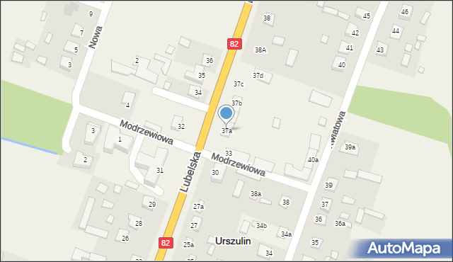 Urszulin, Lubelska, 37a, mapa Urszulin